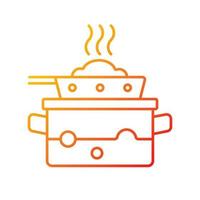 Steam for cooking gradient linear vector icon