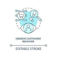 Observe customers behavior blue concept icon vector