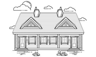 House Building Outline Design for Drawing Book Style six vector