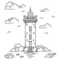 Monument Building Outline Design for Drawing Book Style one vector