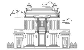 House Building Outline Design for Drawing Book Style nine vector