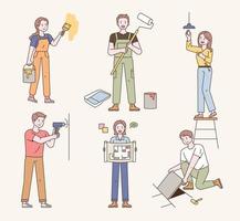 People remodeling houses. vector