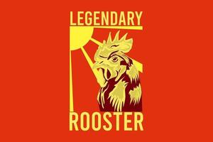 legendary rooster silhouette retro design