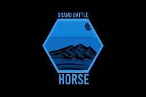 grand battle horse silhouette retro design vector