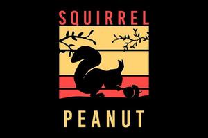 squirrel peanut silhouette retro design vector