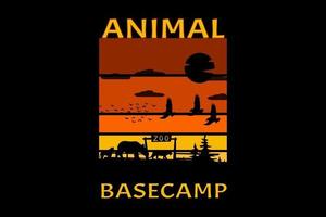 animal base camp silhouette retro design vector