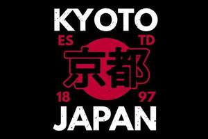 diseño de camiseta de kyoto japón tipografía retro vintage ilustración vector
