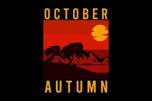 octubre otoño silueta diseño retro vector