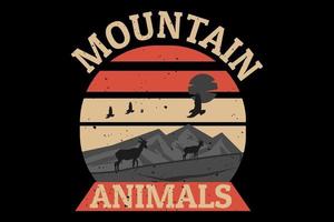 diseño retro de silueta de animales de montaña vector