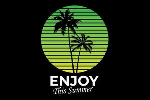 enjoy summer green line vector