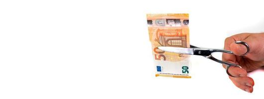 banner dedicated to the world of business and 50 euro banknotes photo