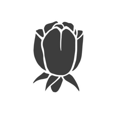 Black illustrations of roses. Vector silhouette of different plants