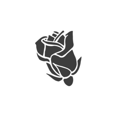 Black illustrations of roses. Vector silhouette of different plants