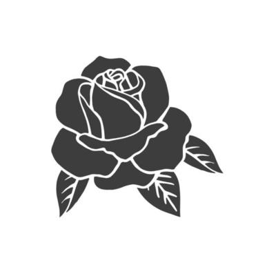 Black illustrations of roses. Vector silhouette of different plants