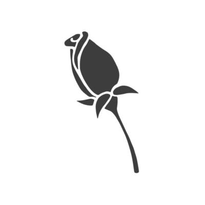 Black illustrations of roses. Vector silhouette of different plants