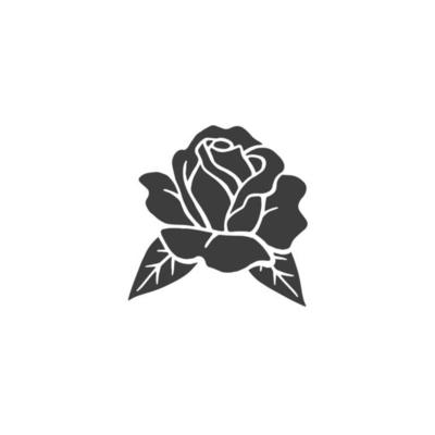 Black illustrations of roses. Vector silhouette of different plants