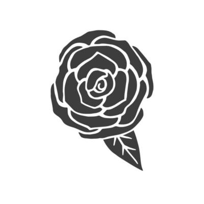 Black illustrations of roses. Vector silhouette of different plants