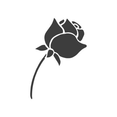 Black illustrations of roses. Vector silhouette of different plants