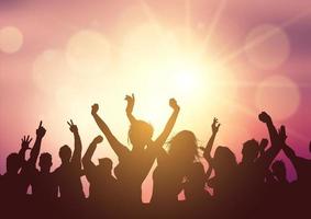 party crowd on sunset background 2107 vector