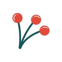 branch with three red berries nature icon. Vector illustration