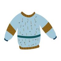 Winter knitted sweater vector illustration . Cartoon wool knitwear