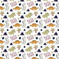 Cute seamless pattern with dinosaurs on a white vector