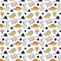 Cute seamless pattern with dinosaurs on a white vector