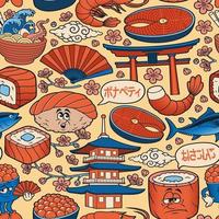 Japanese food art seamless pattern