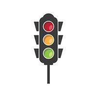 Flat design icon of traffic light signal with red, yellow and green. vector