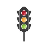 Flat design icon of traffic light signal with red, yellow and green. vector