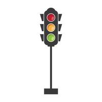 icono de diseño plano de la señal del semáforo con rojo, amarillo y verde. vector