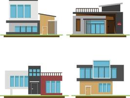 conjunto de casas y casas modernas, construcción y arquitectura modernas. vector