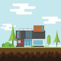 Modern houses with tree and clouds, Modern building and architecture. vector