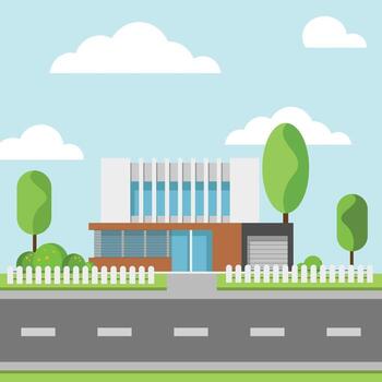 Modern houses with tree and clouds, Modern building and architecture. vector