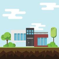 Modern houses with tree and clouds, Modern building and architecture. vector