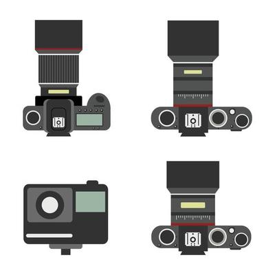 Set of compact and mirrorless camera, icon digital camera of vector.