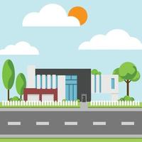 Modern houses with tree and clouds, Modern building and architecture. vector