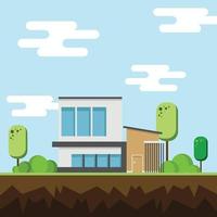 Modern houses with tree and clouds, Modern building and architecture. vector