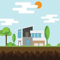 Modern houses with tree and clouds, Modern building and architecture. vector