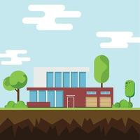 Modern houses with tree and clouds, Modern building and architecture. vector