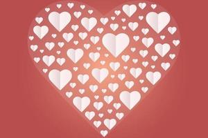 patrón, fondo del icono de corazones, papel de corazón cortado en el día de San Valentín. vector
