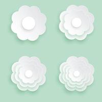 Paper cut flower icon, Flat design of white flower. vector