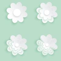 Paper cut flower icon, Flat design of white flower. vector