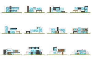 Flat design of modern houses, Modern building and architecture. vector