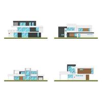 Flat design of modern houses, Modern building and architecture. vector