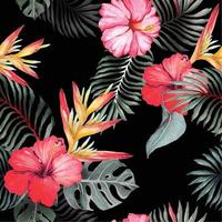 Pattern of hibiscus flowers painted with watercolor 5 vector