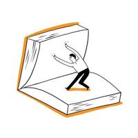 A man, a student or a businessman is flipping over a large book vector