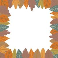 Autumnal square frame with leaves foliage. Autumn fall background vector