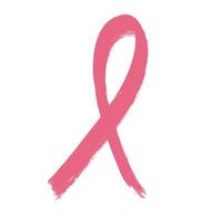 Pink ribbon - breast cancer awareness. Grunge hand drawn paint stroke. vector