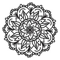 Mandala circular symmetric pattern. Oriental ornament black outline vector